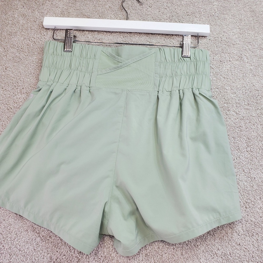 POPFLEX Athletic Shorts Women's Medium Green High Waisted Gym Workout Athletic